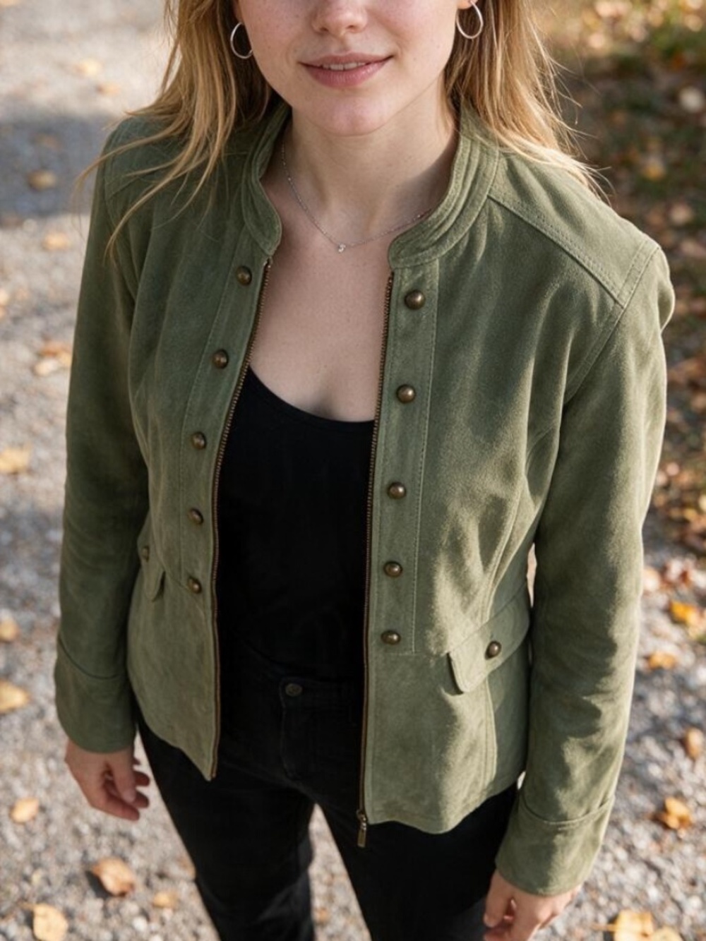 🤩 VINTAGE ALICE BLUE Military Style Suede Jacket - size S